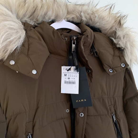 NEW Zara Olive Green Puffer Jacket - Picture 2 of 8